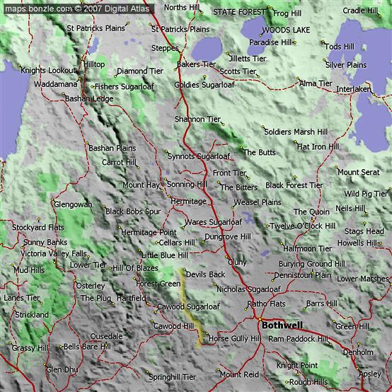 Central Highlands Tasmania Map Bothwell Map Central Highlands Tasmania And Bothwell Tasmania